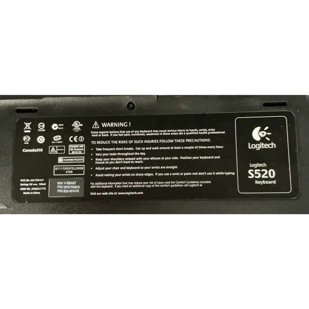 LOGITECH Cordless Desktop S520 Keyboard LX5 Laser Mouse Compact USB RF Receiver